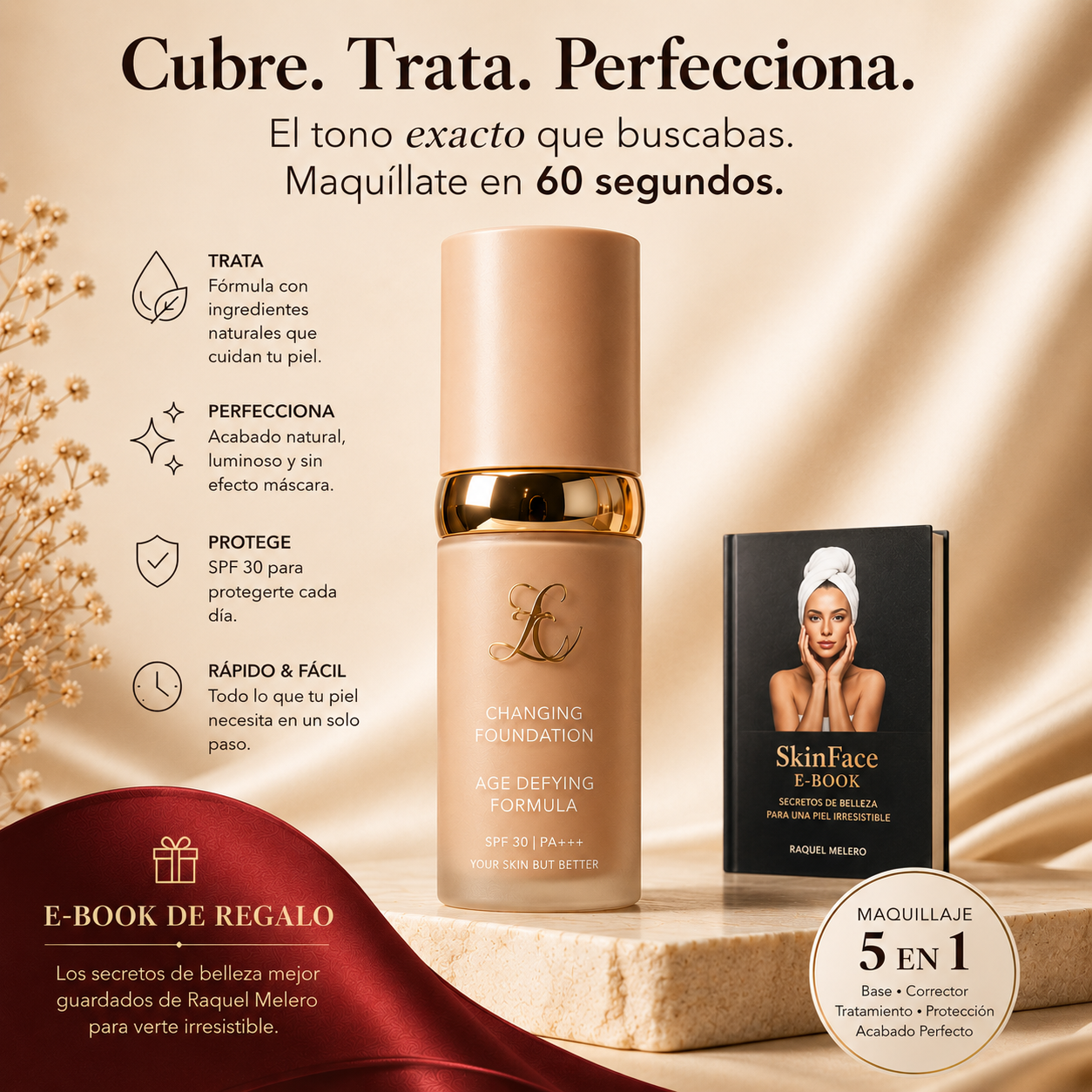 Base de Maquillaje Antiedad 5 en 1 SPF50 | Piel Perfecta en Segundos
